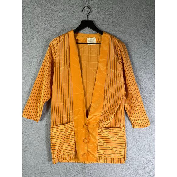 Saintmain Orange Striped Lightweight Drape Cardigan Jacket Size M Vintage - Picture 1 of 9
